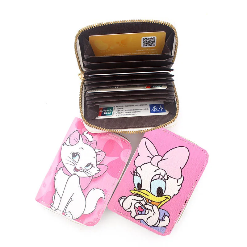 

Disney Daisy Duck Marry Cat Girls Organ Card Bag PU Wallet Cute Business Card Case Credit Card Holder Mini Zipper Clutch Bag
