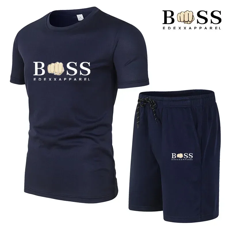 Men Short Set Summer Quick-dry Suit Two-piece Outfit 2024 New T-shirts and Shorts Fashion Jogging Fitness Tracksuit Men's Sets