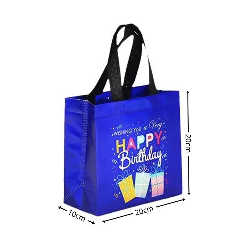 StoBag 25pcs Laser Happy Birthday Non-woven Tote Bags Gift Packaging Child Kids Portable Fabric Reusable Pouches Party Favors 6