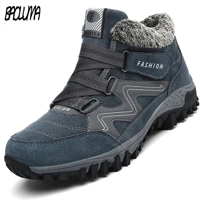 

Classic Men Boots Winter Outdoor Plush Warm Men Suede Ankle Boots Waterproof Non-slip Male Snow Boots Big Size Man Working Shoes