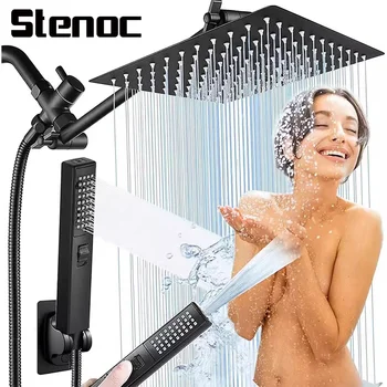 ชุดฝักบัวอาบน้ำแบบเรียบง่าย ปรับแรงดันน้ำได้สูง พร้อมหัวฝักบัวแบบเรนชาวเวอร์ ทำจากสแตนเลส 1