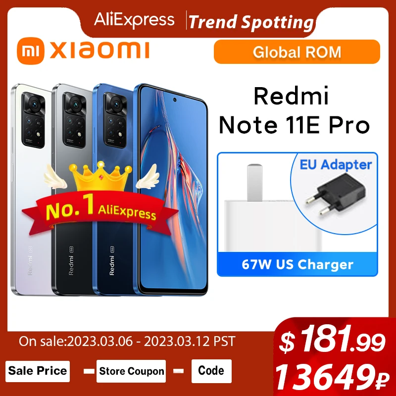 Global Rom Xiaomi Redmi Note 11E Pro 5G Smartphone Note 11 E Pro 128/256GB Snapdragon 695 108MP Camera 67W 5000mAh Mobile Phones