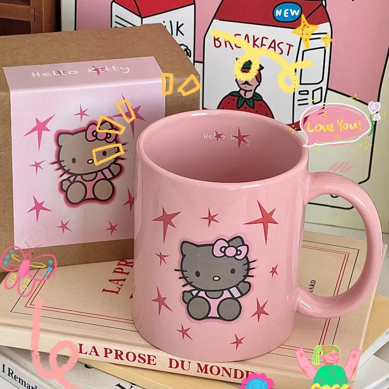 

Sanrio Anime Ceramic Mugs Kawaii Coffee Cups Hello Kitty Heat Resistant Handle Juice Water Cup Drinkware Coffeeware Lover Gift