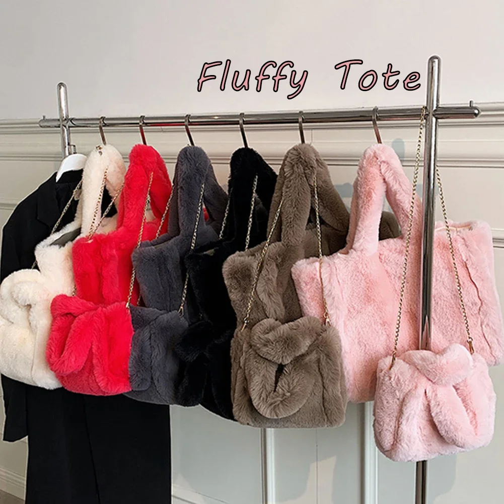 Anna-Kaci Women's Casual Soft Plush Handbag with Cozy Faux Fur Texture main image 1