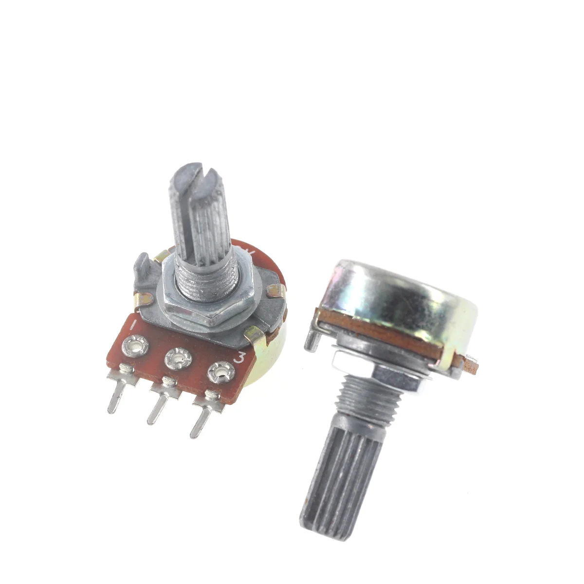 10pcs WH148 B1K B2K B5K B10K B20K B50K B100K B500K 3Pin 20mm Shaft Amplifier Dual Stereo Potentiometer 1K 2K 5K 10K 50K 100K 1M