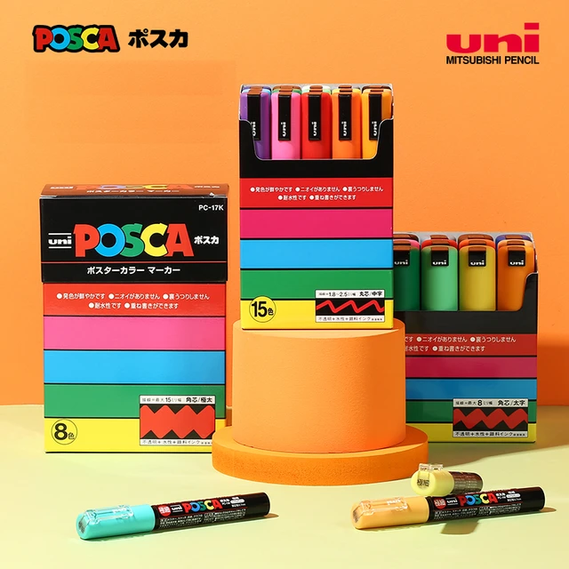 Uni Posca-Juego de rotuladores de pintura, Set completo de 48/29/36/16/8/7  colores, PC-1M/3M/5M/8K/17K, regalo de dibujo artístico