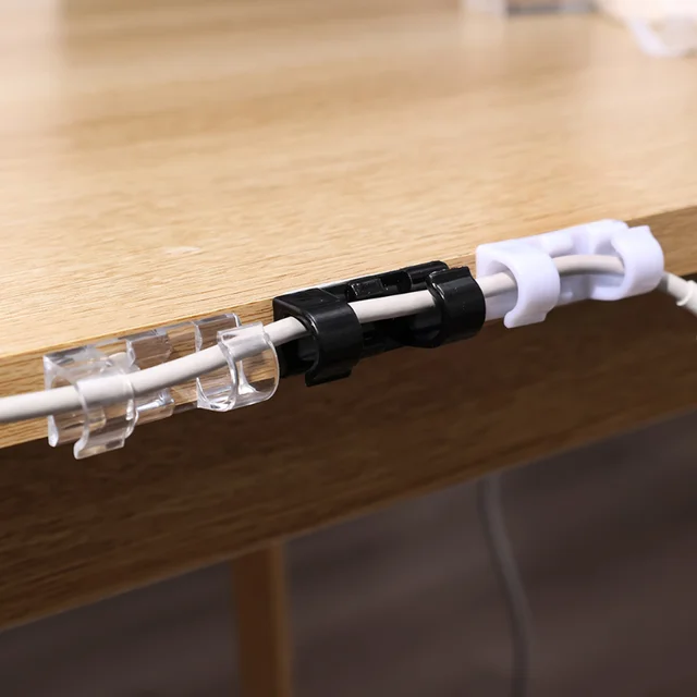 20Db-Os Kábelszervező Klipek Ön Adagoló Huzalkezelő Vezeték Tartójának Irodai Asztali Fülhallgató-Vonal Nyakkendő Rögzítő Usb Data - Image 5
