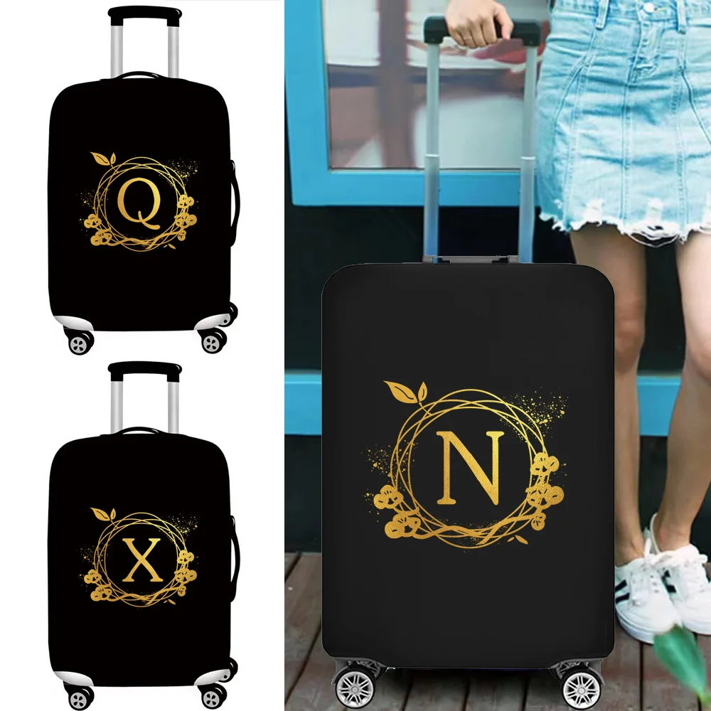 

Travel Luggage Cover Elastic Trolley Baggage Covers for 18-32 Wreath Letter Print Traveling Accessories Suitcase Protective Case