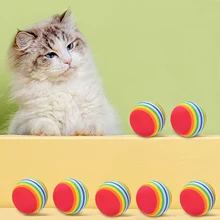 

2Pcs Pet Toy Balls Safety Mini Cute Rainbow Ball for Cat Dog Interactive Toys Chewing Rattle Scratch Ball Training Pet Supplies