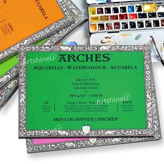 Arches Artist Watercolor Paper Block,Rough 20 Sheets Aquarelle 100 Cotton  Drawing Paper Book,Hot Press and Cold Press - AliExpress