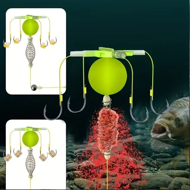 Fishing Bait Cage Set with Carbon Steel String Hooks Anti Winding Float Group Feeder Sinker Complete FishingTackle 3#5/7/9/11/13 2