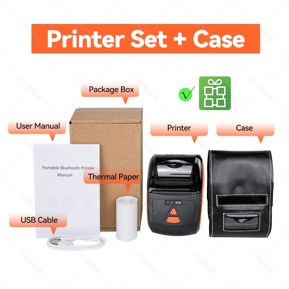 Protable Mini 2 inch Bluetooth Thermal Printer Wireless Receipt Bill Barcode Loyverse POS app on Android Phone Printer Maker 58 epson mini printer Printers