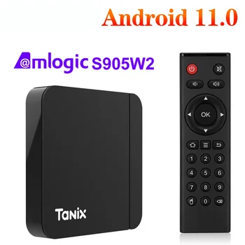 Tanix W2 스마트 TV 박스, 안드로이드 11, Amlogic S905W2, 2GB 16GB 지지대 H.265 AV1, 듀얼 와이파이 HDR 10 + 미디어 플레이어 셋톱 박스 포함
