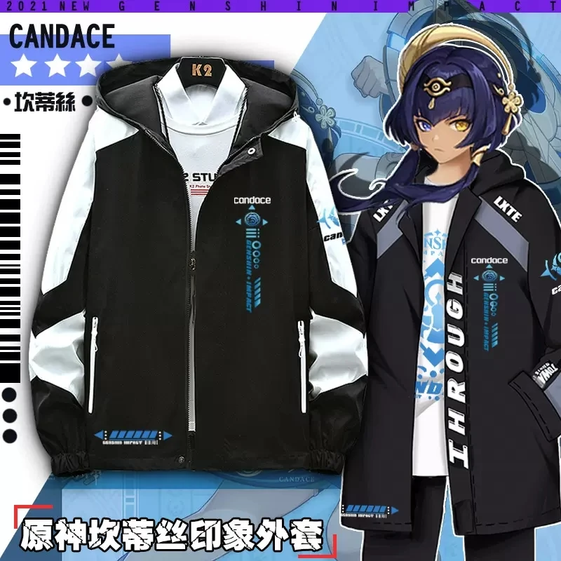 

Genshin Impact Women/Men Print Zipper Hoodies Candace Game Cosplay Costume Long Sleeve Fashion Jacket Coat Anime Clothes New Top