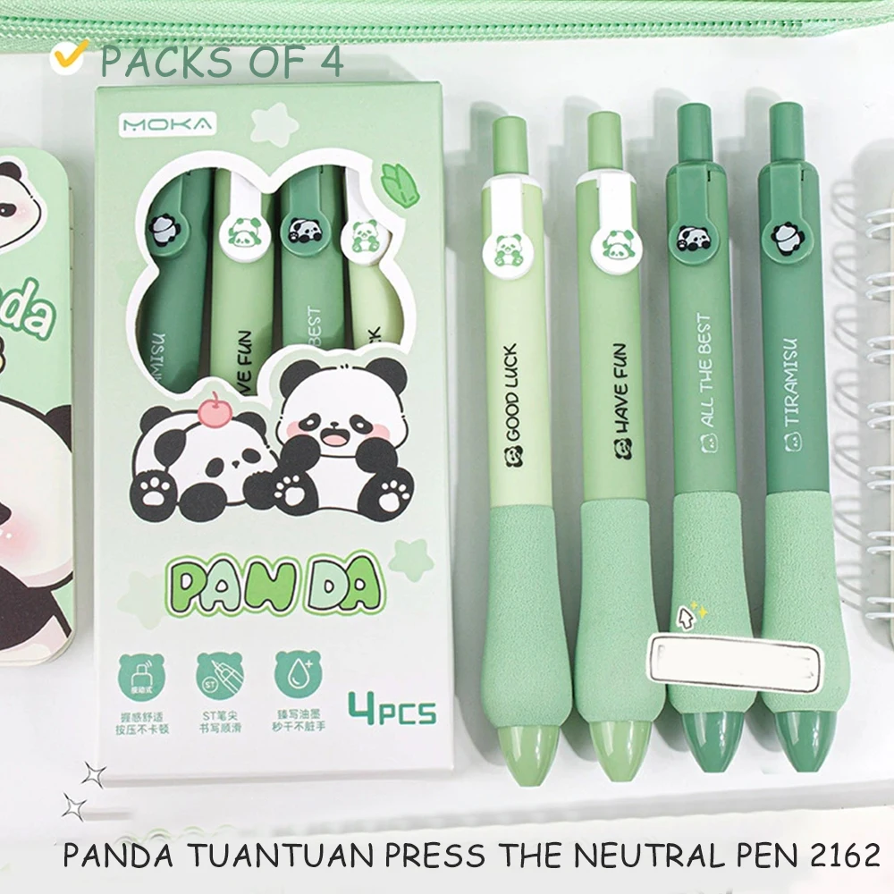 0.5mm Cute Cartoon Capybara Panda Erasable Pressing Quick Drying Pen Fashion Signature Writing Tools 4Pcs