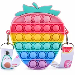 Bolso bandolera de arcoíris para niñas y mujeres, mochila de burbujas, regalo para fiesta, alivio del estrés y la ansiedad, TDAH