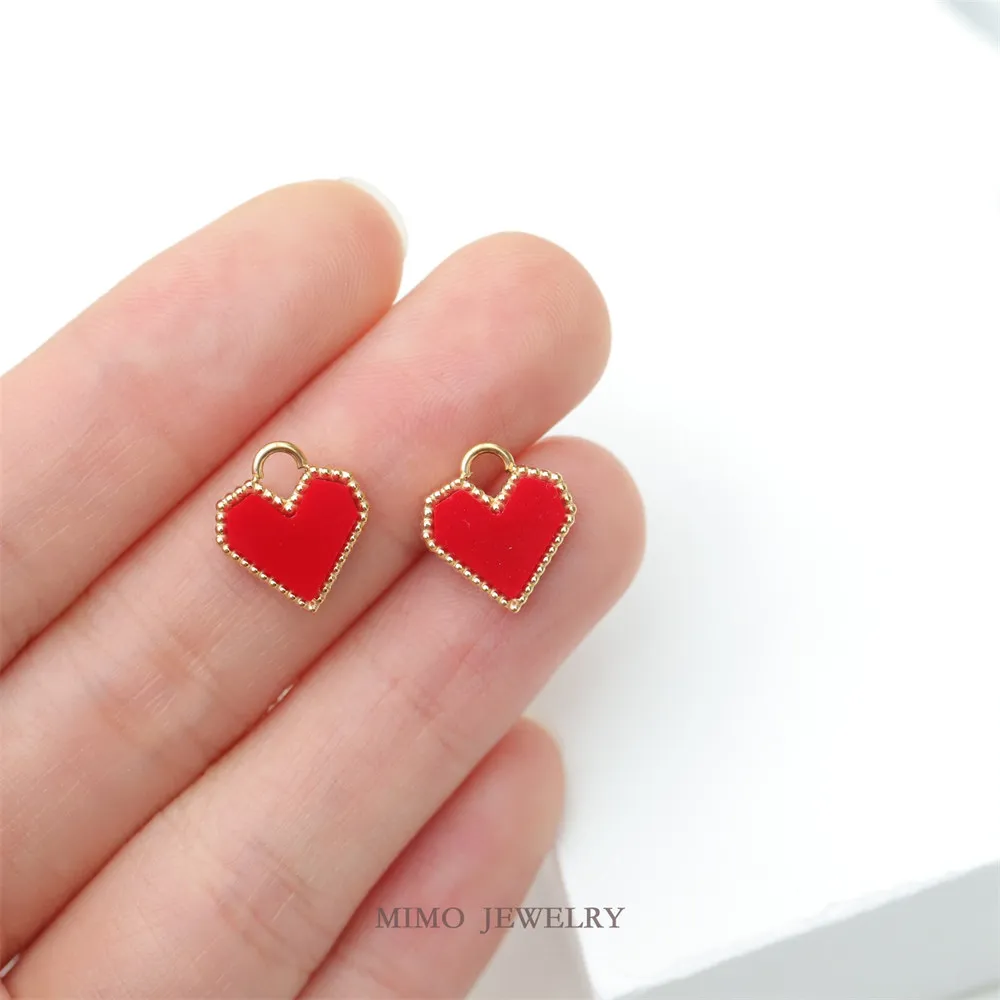 Titanium Steel Plated 18k Gold Mosaic Love Heart Red Heart Stud Earrings Pendant Collarbone Chain DIY Accessories M-117 terri lyne carrington the mosaic project love and soul 1 cd