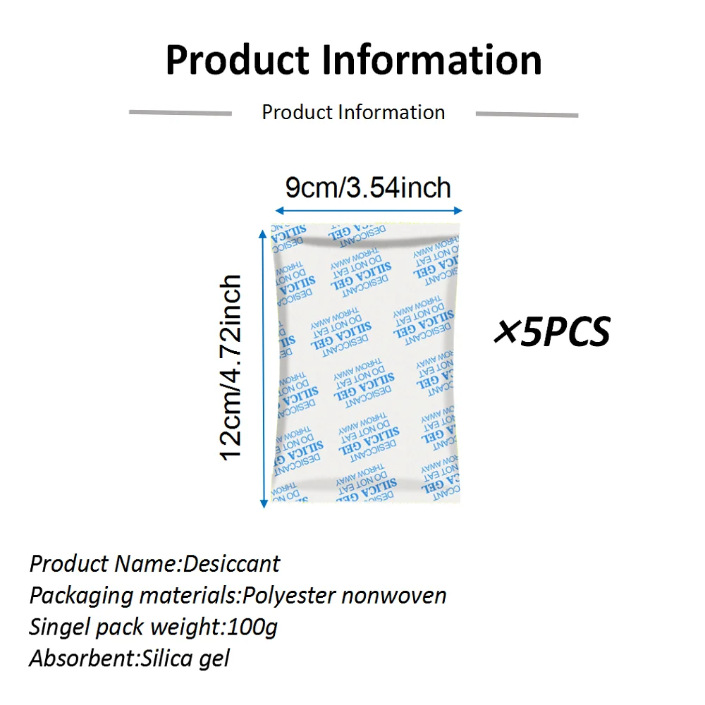 5Pcs Reusable Desiccant Bags Silica Gel Beads Moisture Absorber Kitchen Living Room Petkit Feeders