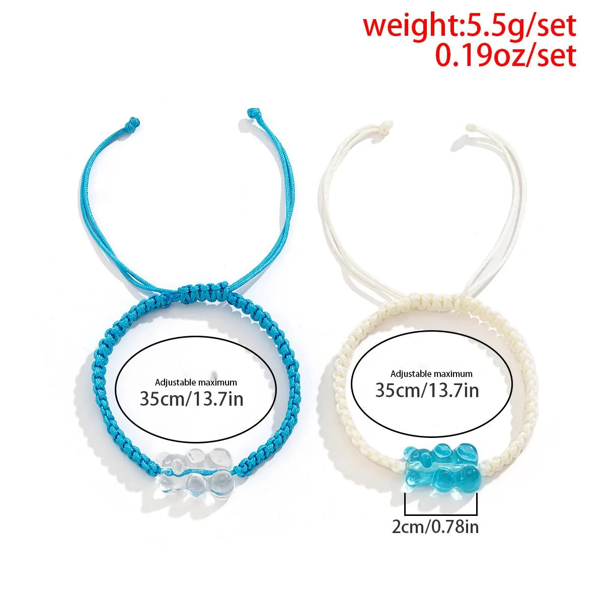 Bijoux minimalistes de style ethnique numérique couple tissé avec bracelet en acrylique transparent réglable_voghion.com