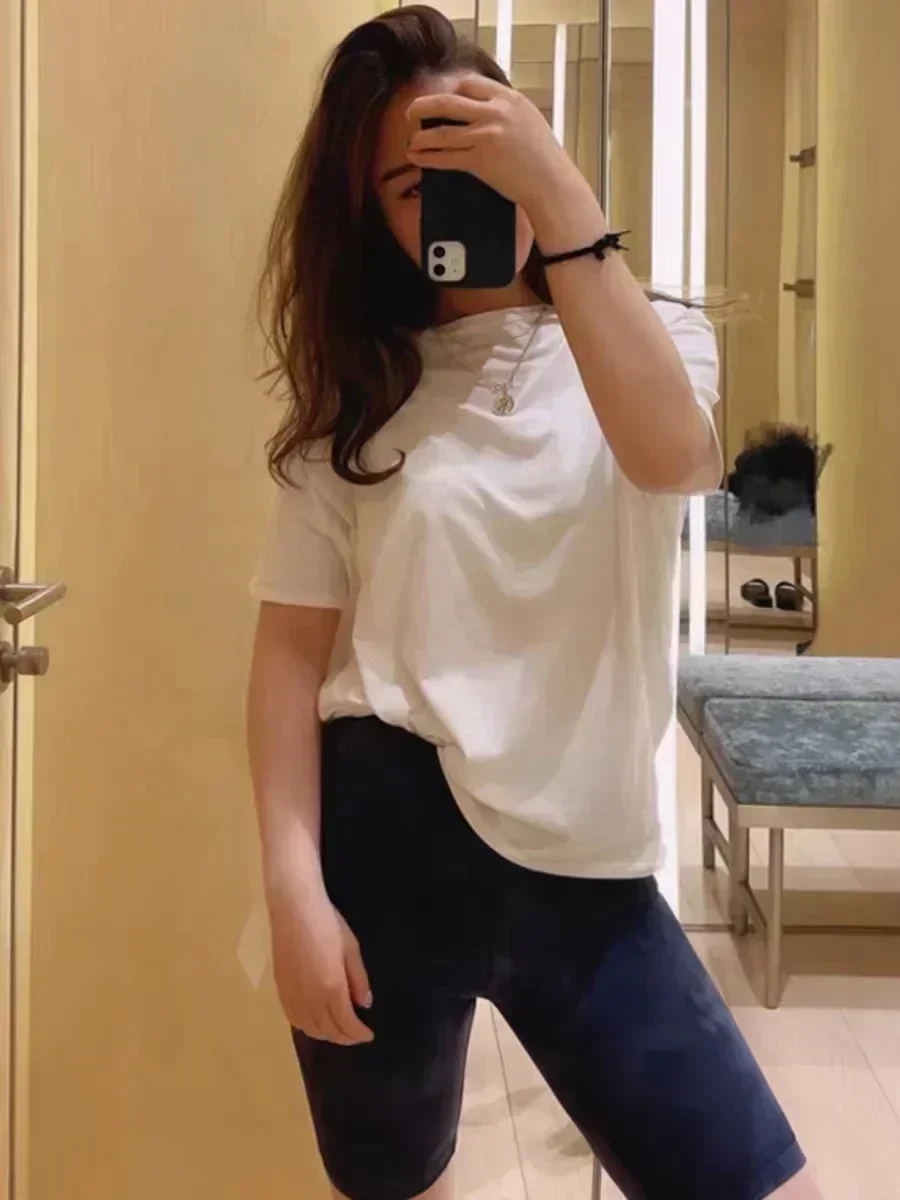 Lemon Women Back in Actio Yoga Short Sleeve Shirt Fitness Sport T-Shirt Summer Loose Breathable Soft Elastic Quick-Drying Top