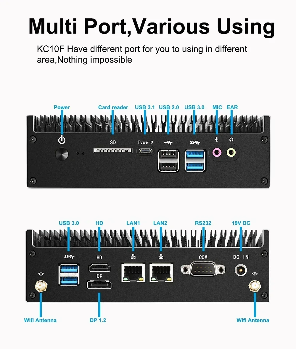 Mini PC fanless design intel jádra I7 1255U I5 1235U dvojí lan 4K výroba supoort okna 11 herní  průmyslový počítač