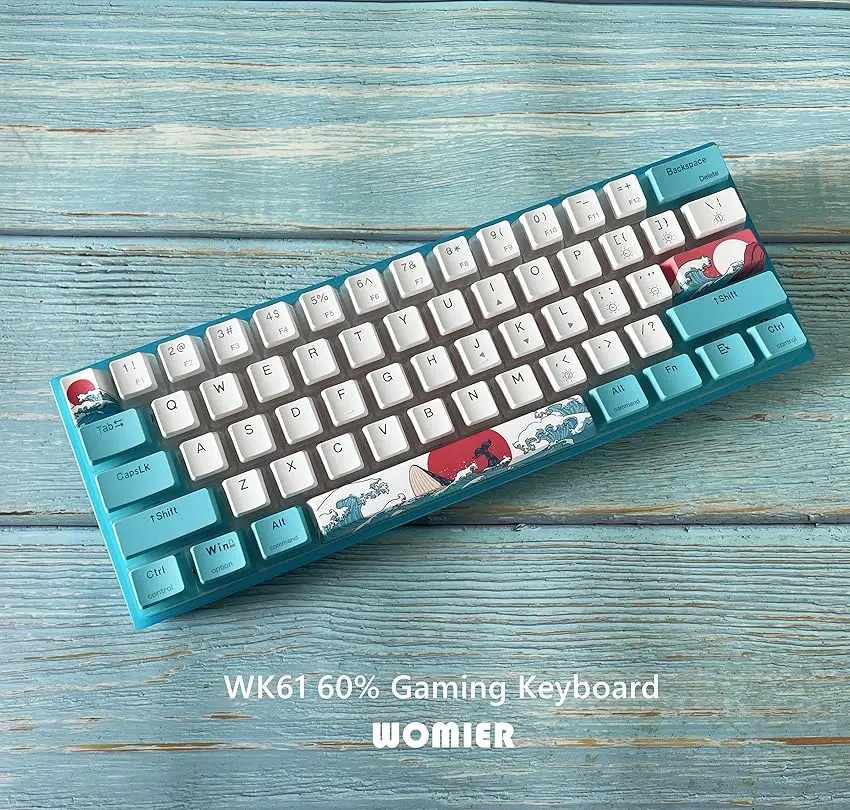 

Womier 61 Keys Blue Sea Theme Hot-Swappable Mechanical Keyboard RGB Wired Gaming Keyboard with PBT Keycaps for Windows PC Gamers