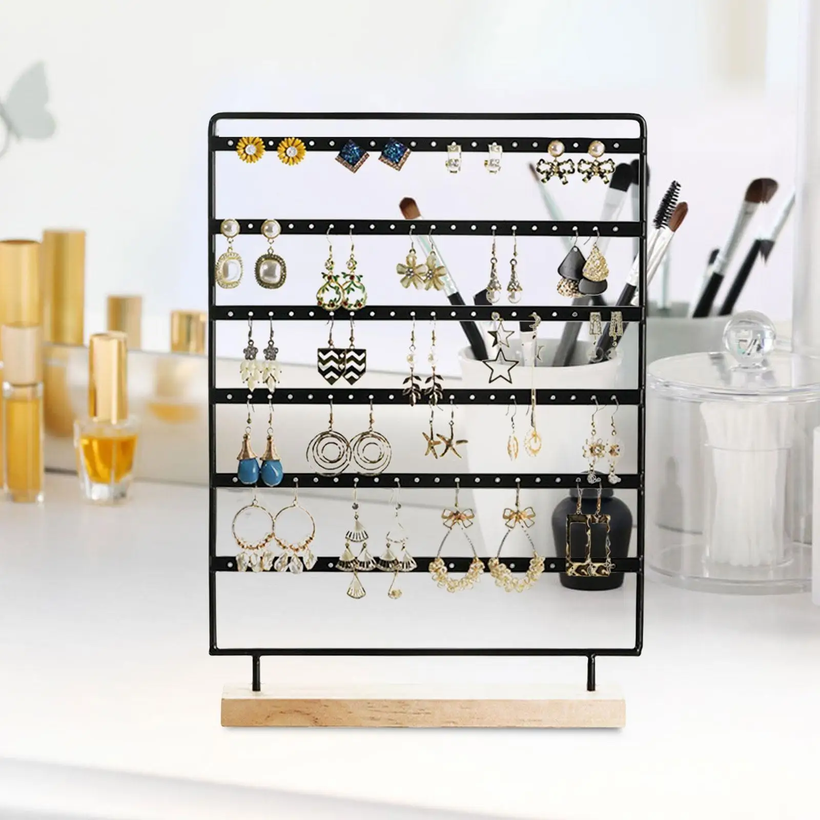 Earring Organizer and Jewelry Holder,5 Layer Earring Holder Organizer, 100  Holes Earring Stand Wood,Earring Display Stands for S - AliExpress