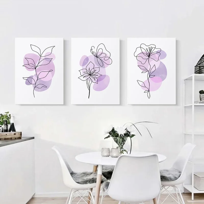 Lilac Floral Pastel Abstract Canvas Art Print