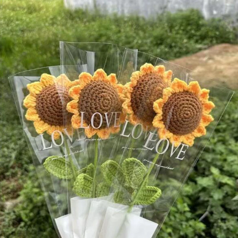 Hand-Woven Creative Knitting Bouquet Hand Knitting Sunflower Artificial Bouquet Decoration Fake Flowers 1/3Pcs knitting supplies knitting material knitting craft supplies