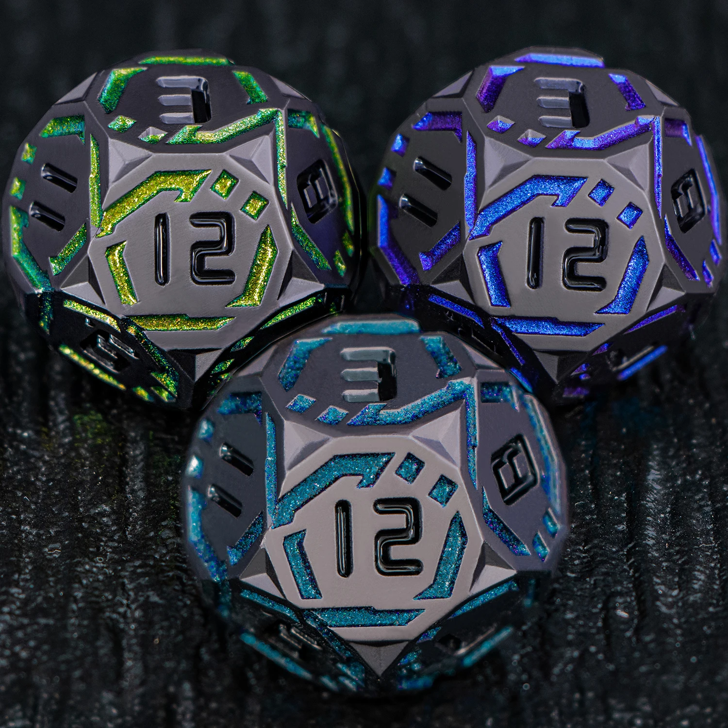 7개입 스트라이프 무늬 D20 DND 금속 날카로운 모서리 주사위 세트 D&D 던전 앤 드래곤 패스파인더 D+D 다면체 롤플레잉 게임 D&D 주사위