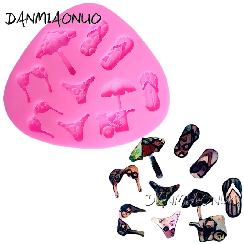 DANMIAONUO A0045036 шлепанцы с зонтиком бикини украшение для торта Moldes Para Monos De Vinil шоколад бар Confeitaria Bolo Tools