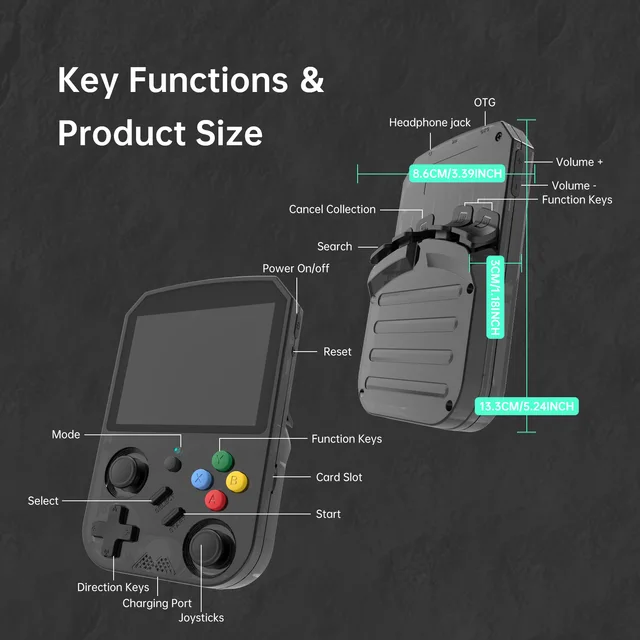 GAMINJA 3.5Inch Screen Portable Handheld Game Console Built in Classic Retro Games Linux System Retro Handheld Game Console 5