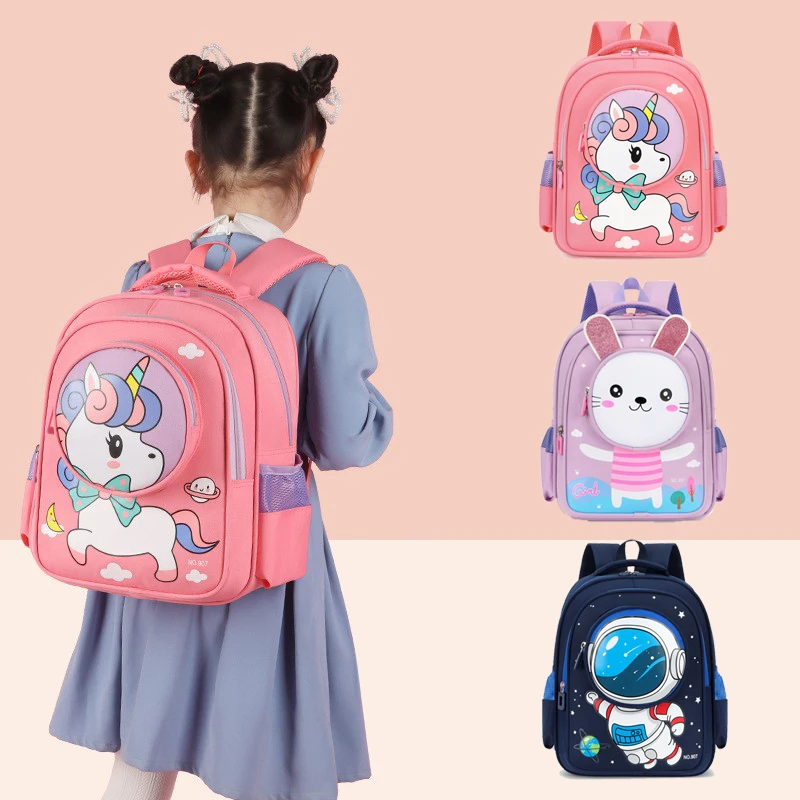 

Cartoon Unicorn Girl's Schoolbag Primary School Book Bag Lightweight Waterproof Kids Backpack Spine Protection Boy's Backpack