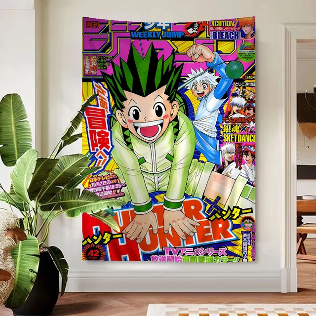 Hunter X Hunte Anime imprimé grande tapisserie murale pas cher Hippie tenture murale bohème tapisseries murales Mandala INS décor à la maison 4