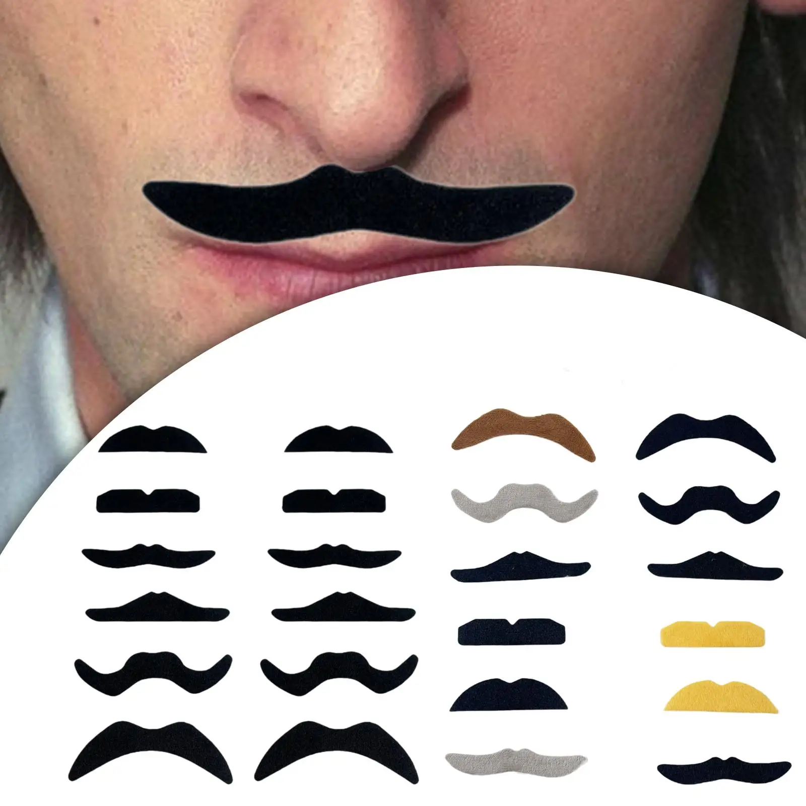 Mens Moustaches 5 Colours 6 Assorted and Beards Male 12 On Card Halloween Costume main image 0