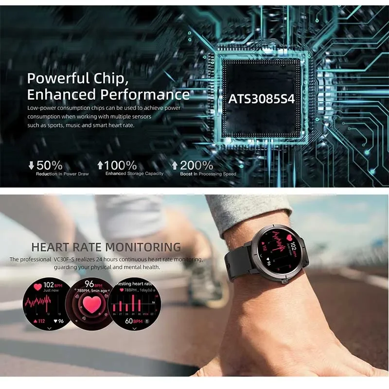 Nuovo posizionamento GPS Smart Watch 1.32AMOLED 5ATM Impermeabile Salute delle donne Chiamata Bluetooth 360mAh Bussola 170 + Modalità sportiva SmartWatch - immagine 6