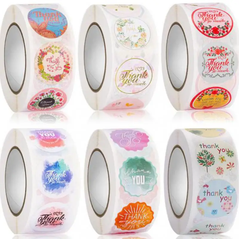 

Спасибо, наклейки 500 шт., круглый цветочный дизайн, спасибо, этикетки для малого бизнеса, онлайн-розничной торговли, бутиков, наклейки для доставки
