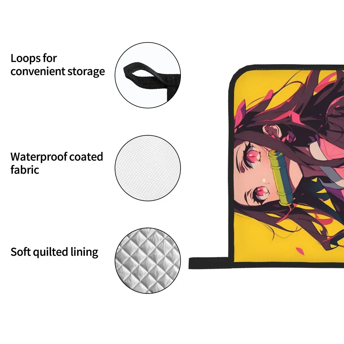 Nezuko Kimono Demon Slayer Kimetsu No Yaiba Anime Oven Mitts and Pot Holder Sets of 4 for Baking Kitchen Cooking Grilling Gloves