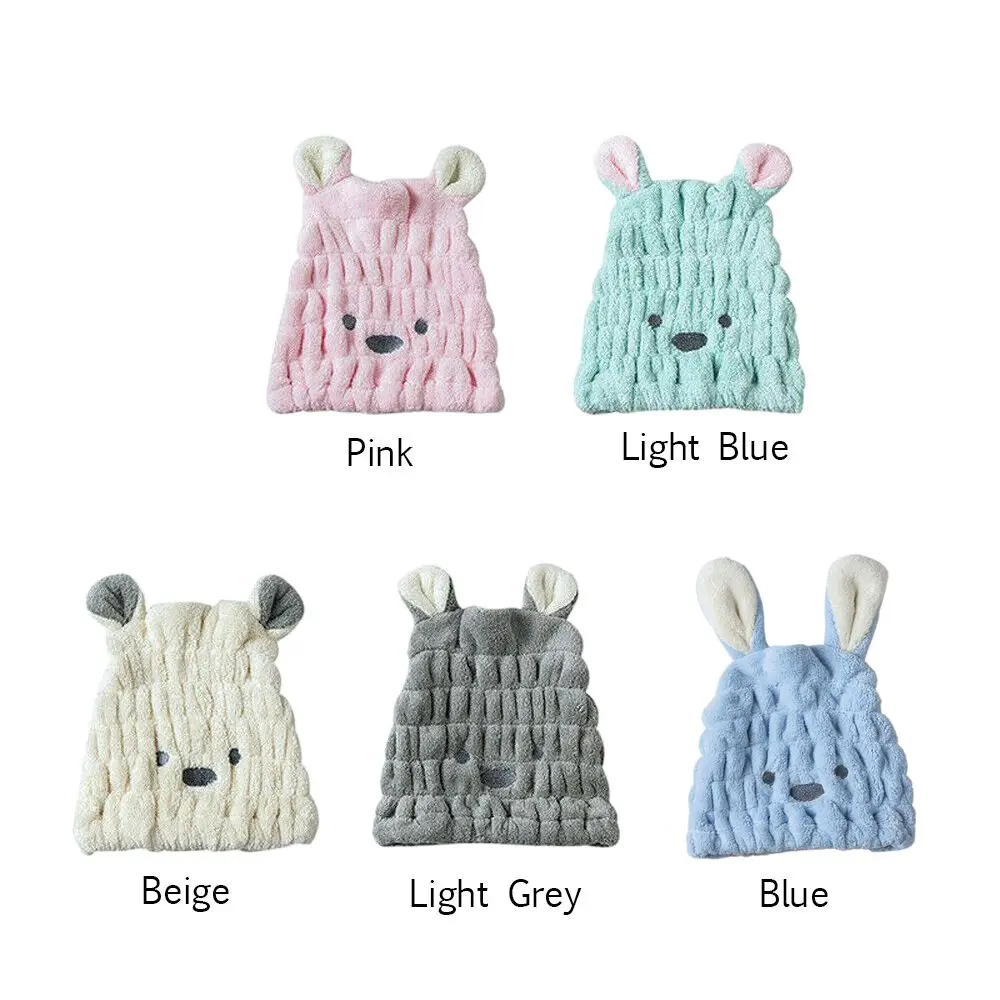 Cartoon Bath Towel Cute Head Hat Womens Bath Wrap Absorbent Shower Cap Quick Dry Microfibre Towel Kids Hair Drying Turban