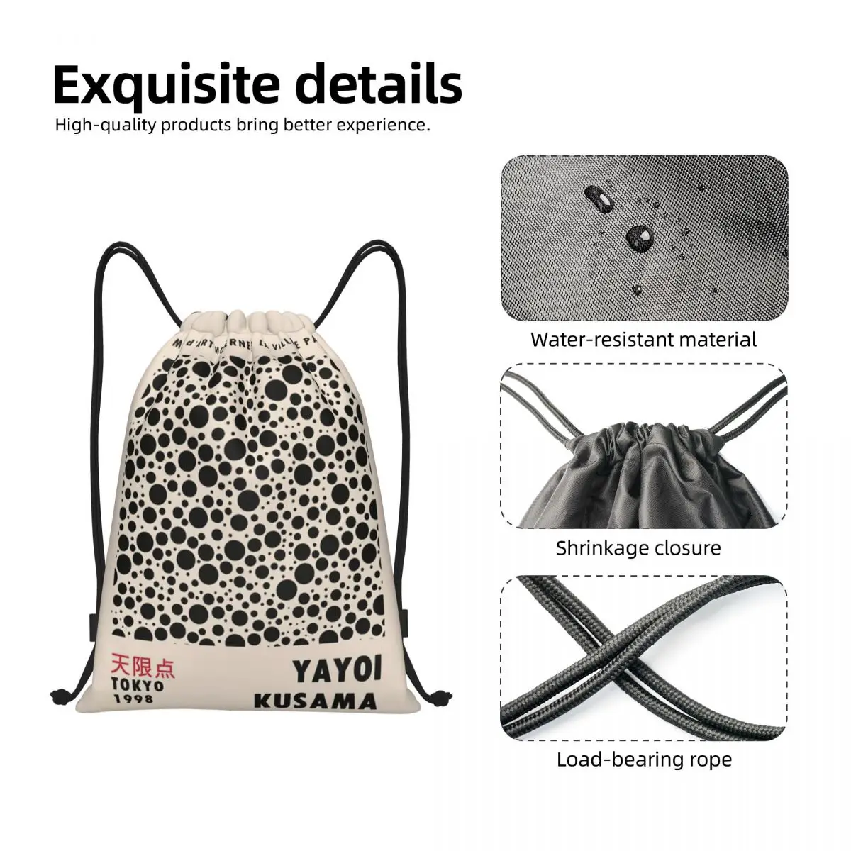 Custom Yayoi Kusama Japanese Exhibition Drawstring Bags for Training Yoga Backpacks Women Men Sports Gym Sackpack 3