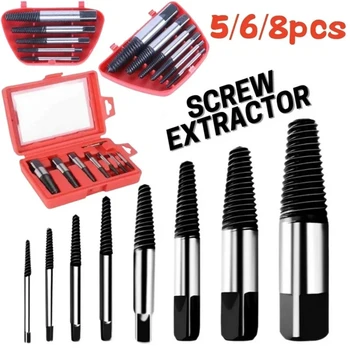 5/6/8pcs,Damaged Broken Screw Remover Extractor,Drill Bits Steel Durable Easy Out Remover Tool,Works on Wood and Machine Screws