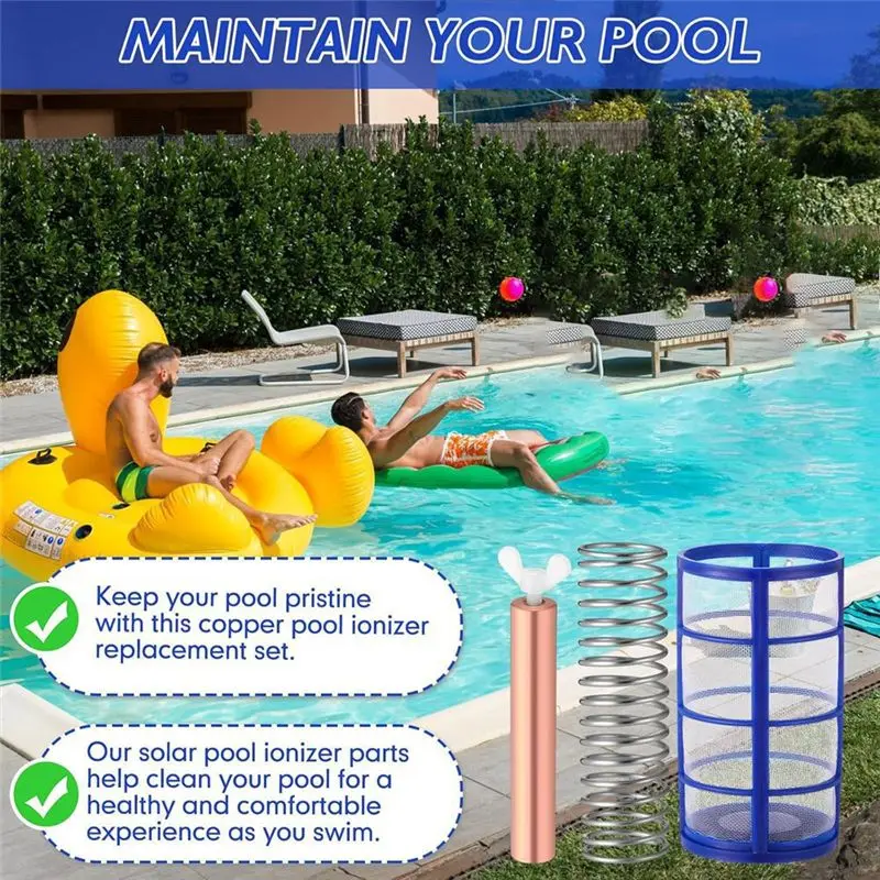 2026년 신제품 6피스 구리 아노다이징 교체 키트, 구리 양극, 바스켓 스크린, 스프링 및 나사 포함, 태양광 수영장 이온화기용