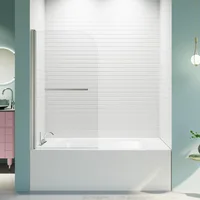 31 in. W * 55 in. H Frameless Shower Doors for Bathtub, 1/4" (6mm) Thick SGCC Tempered Glass Door, Pivot Shower Door Panel 1