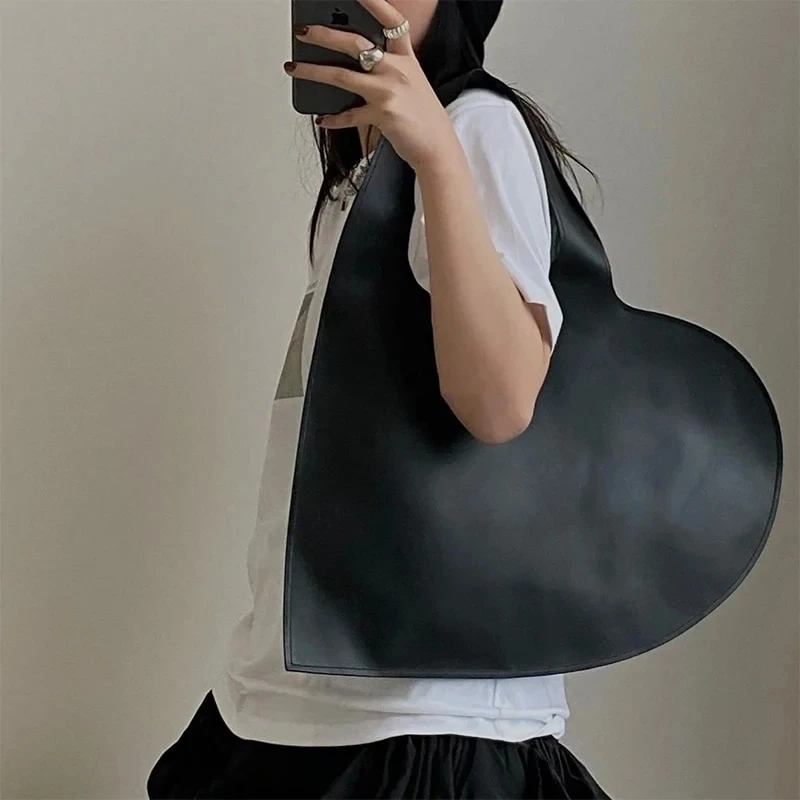 Fashion Heart Handle Bag For Women PU Leather Shoulder Bag Trendy Brands Underarm Bag Designer Portable purse