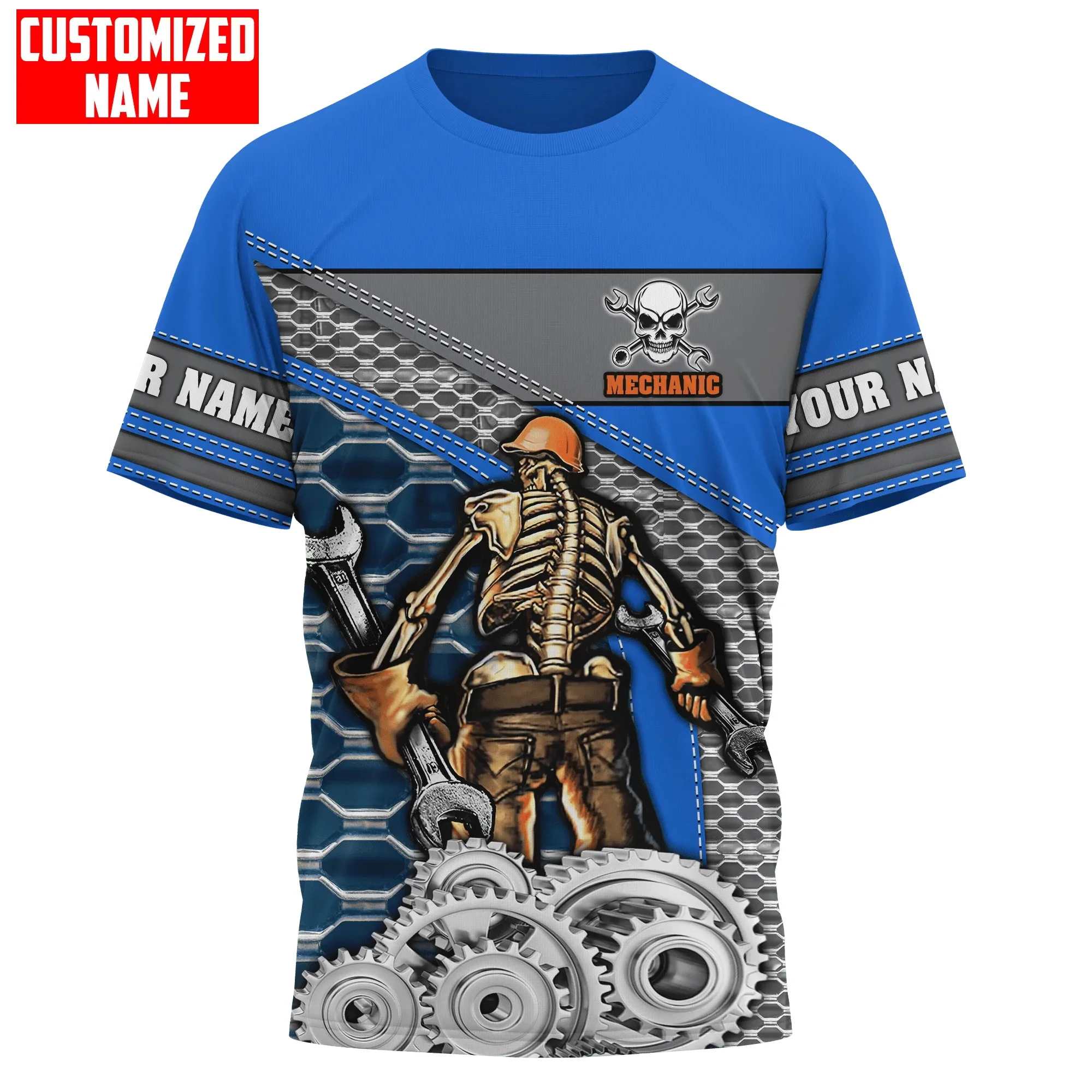 PLstar Cosmos Neueste Sommer Herren T-shirt Personalisierte Name Mechaniker Schädel 3D Gedruckt t-shirt Unisex Casual Cool T-shirt DW107 – Detail 22