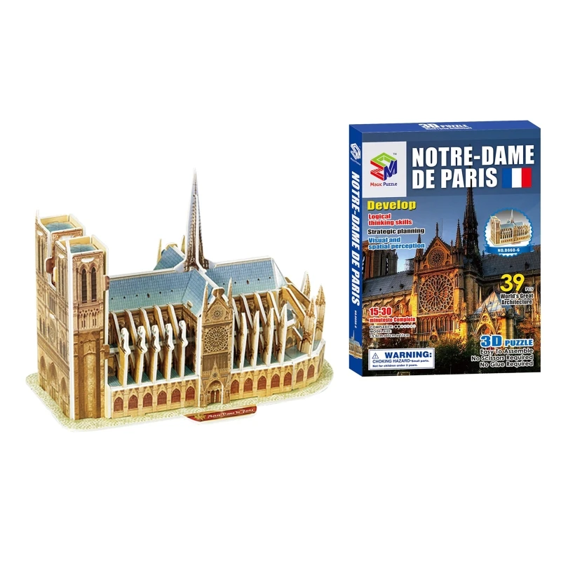 

Famous Construction Model 3D Paper Puzzle Jigsaw Toys White House Tour Eiffel Interest Educational Toys For Children Kid Gift