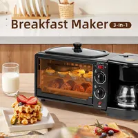 3 in 1 Multi-Functional Breakfast Maker,9L Capacity Oven,600mL Coffee Machine,Non Stick Coating Pan,Household Kitchen Appliances 2
