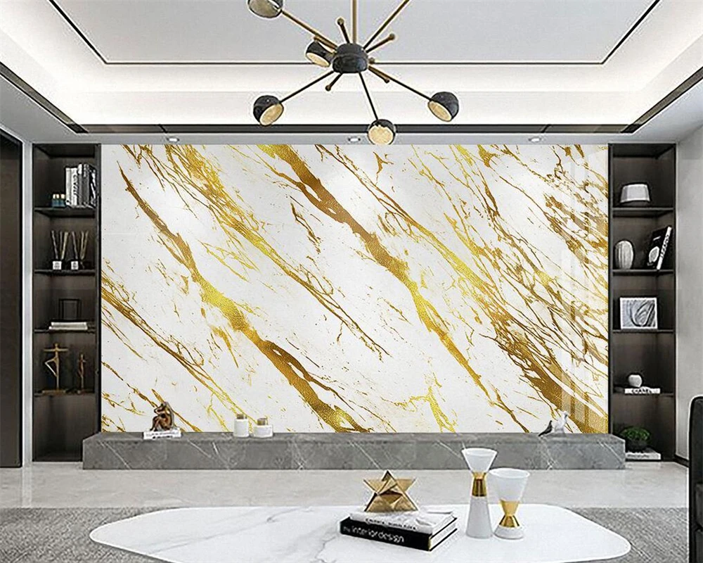 beibehang Custom Modern Imitation Marble Hotel Luxury Gold Foil Front papier peint Background papel de parede Wallpaper