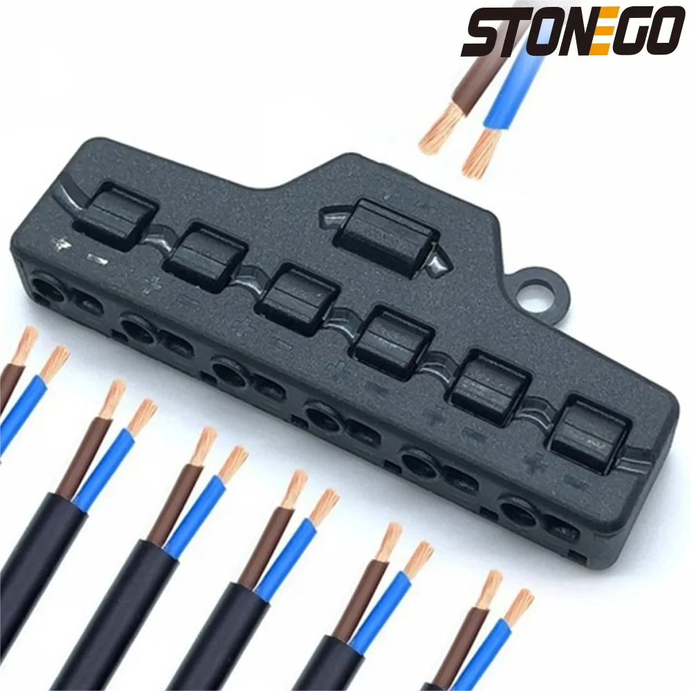 3/6Ports Out Line Splitter Quick Connect Low Voltage Wire Splitter Distribution Block For Lighting Led Strip Connection Terminal