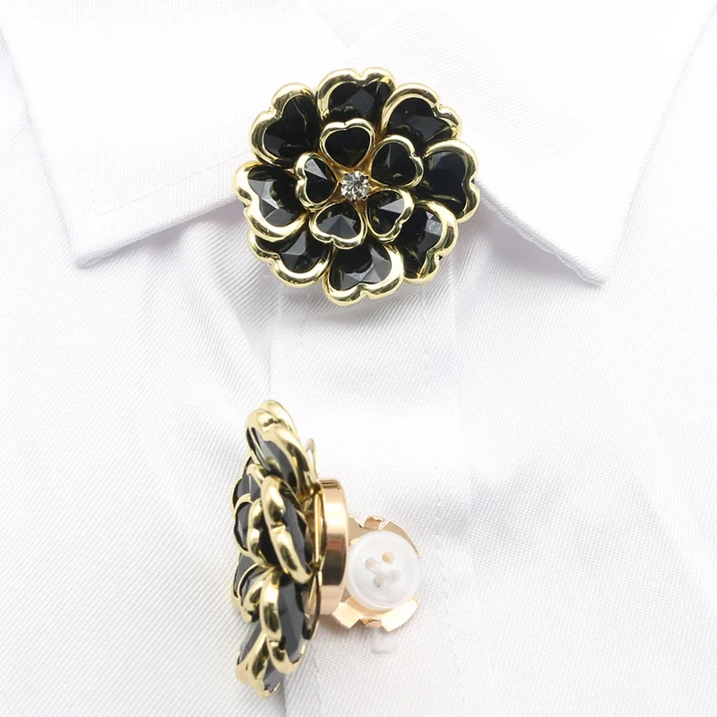 1 Piece Acrylic Rhinestone Flower Cufflink Shirt Button Clip Fashion Clothing Accessories
